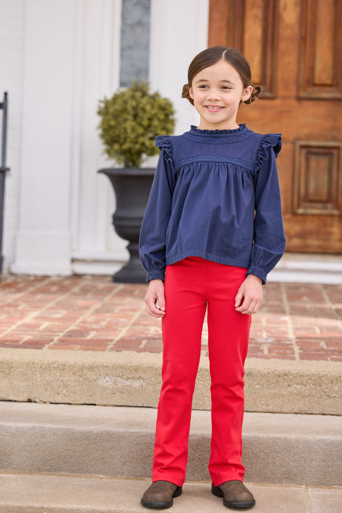 Girls Red Kick Flare Leggings for Play and Style – Little English