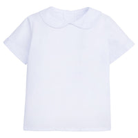 Little English traditional children's clothing.  Classic peter pan short sleeve shirt in solid white for toddler boys.
