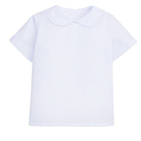 Little English traditional children's clothing.  Classic peter pan short sleeve shirt in solid white for toddler boys.