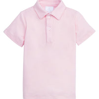 Little English traditional boy's short sleeve polo for spring, light pink soft cotton polo