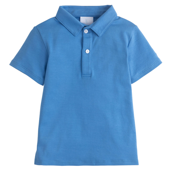 Little English classic boy's polo for spring, traditional short sleeve soft cotton polo in regatta