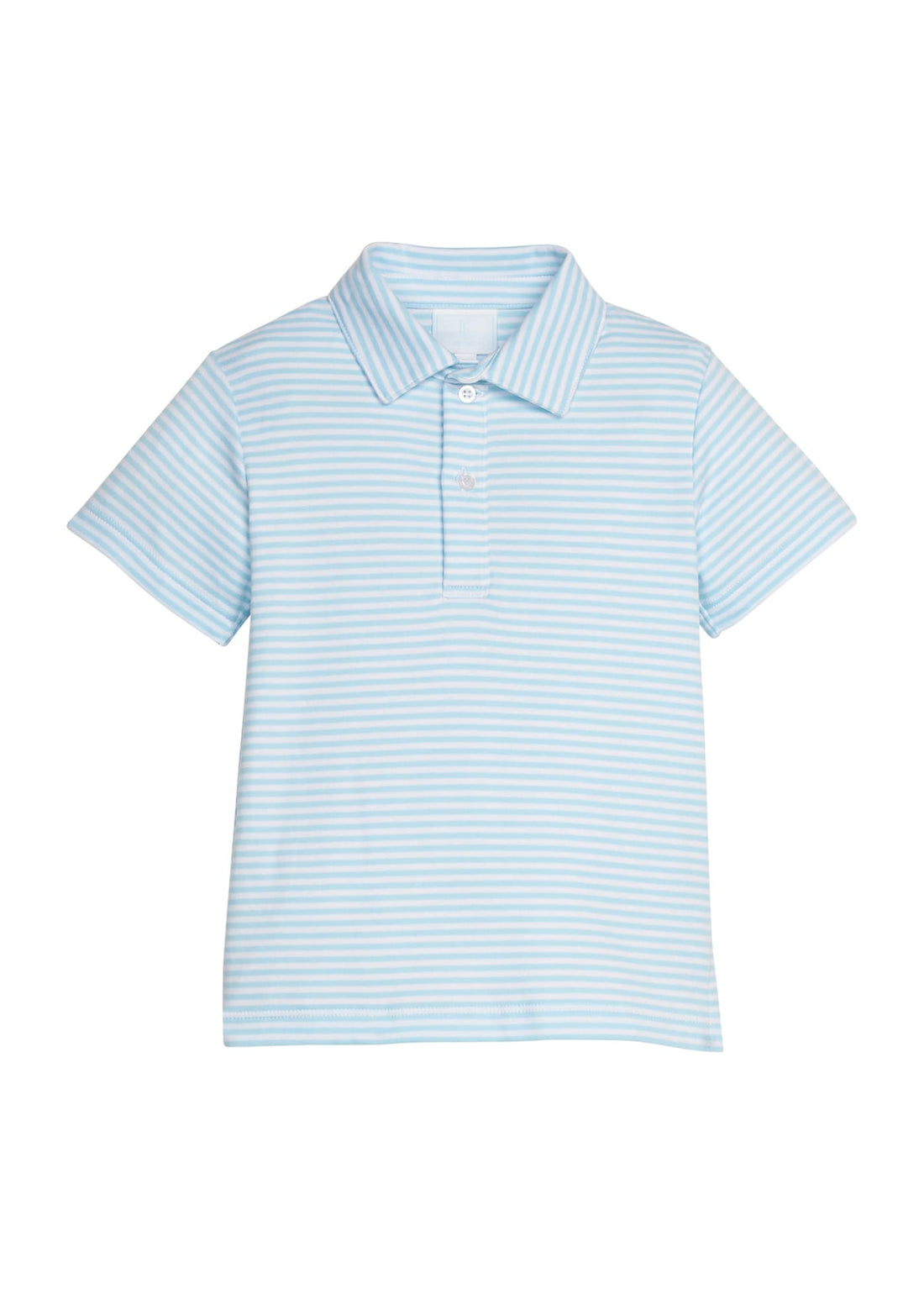 Little English classic short sleeve polo in light blue sky stripe, for little boy 