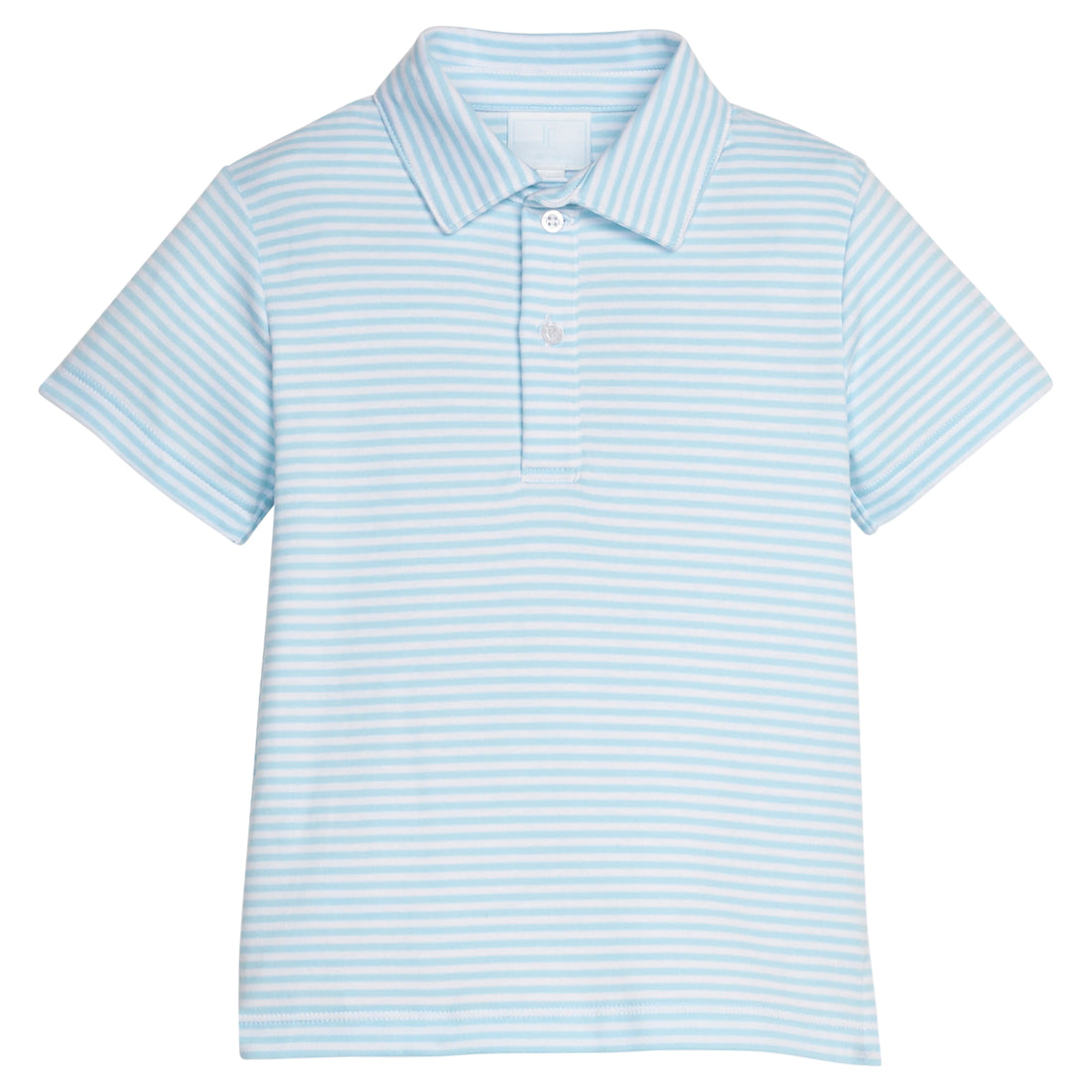 Little English classic short sleeve polo in light blue sky stripe, for little boy 