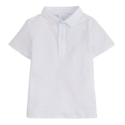 Little English classic boy's polo for spring, traditional short sleeve soft cotton polo in white