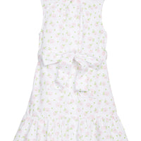 Little English traditional children's clothing.  Classic sleeveless button down dress in pink and green floral for older girls