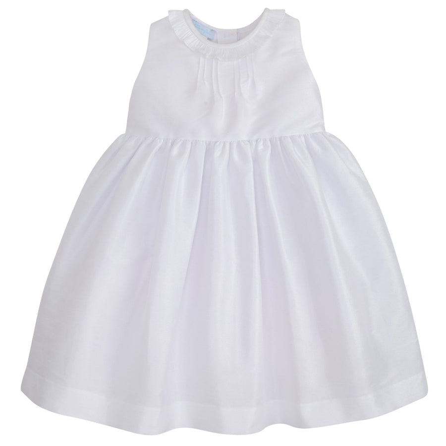 Little English girl's formal dress, white flower girl dress, sleeveless special occasion dress