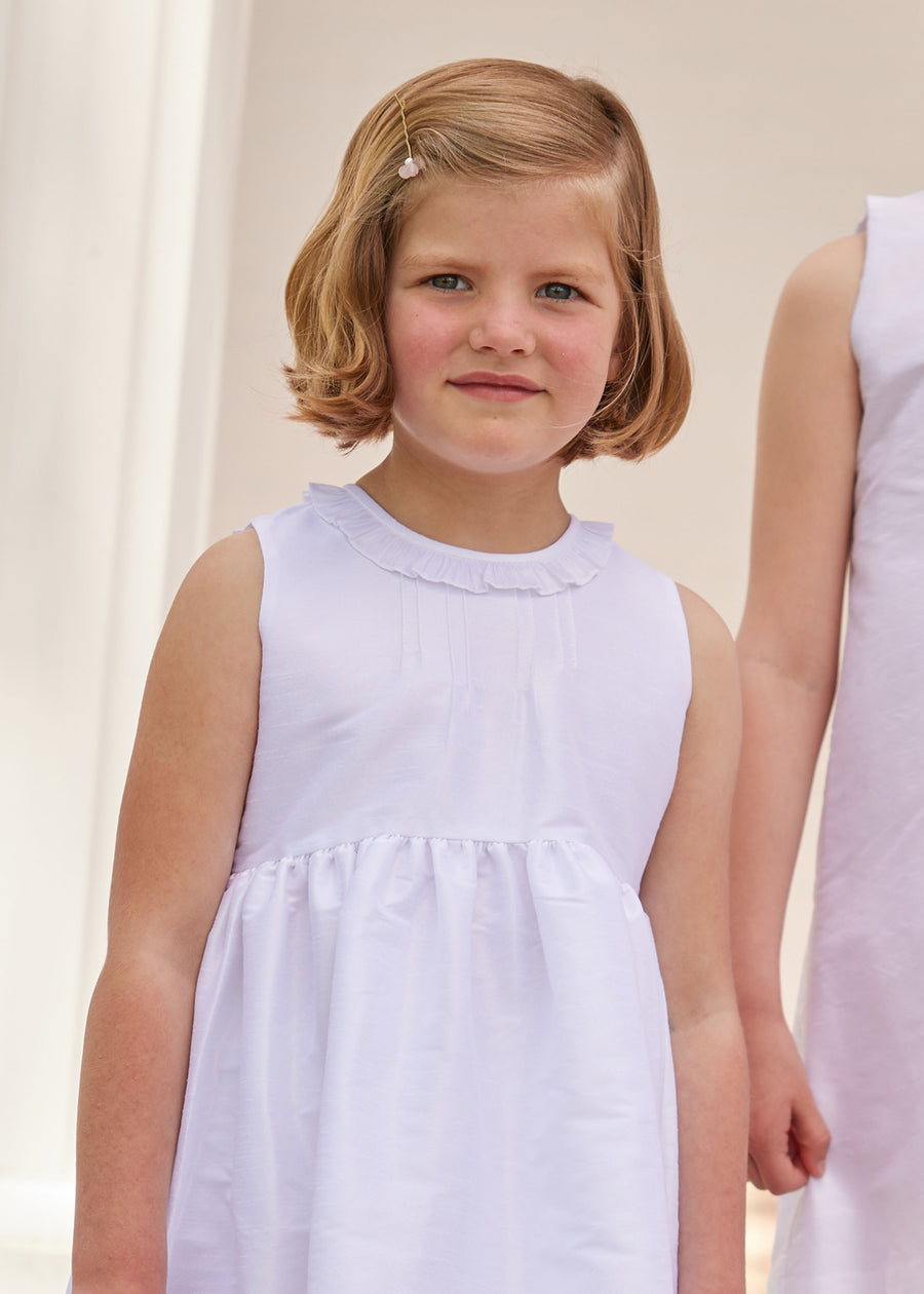 Little English classic toddler girls sleeveless formal white dress for special occasions