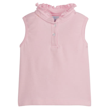 Little English classic children's clothing girls tank with ruffle collar in light pink  for Spring