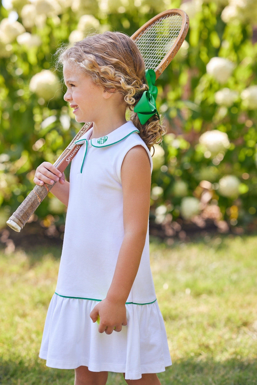 Girls Sleeveless Polo Dress in White Little English Girls Sleeveless Polo Dress in White Little English