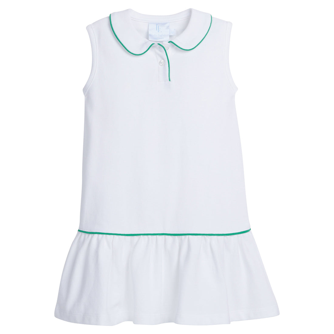 Girls Sleeveless Polo Dress in White Little English Girls Sleeveless Polo Dress in White Little English