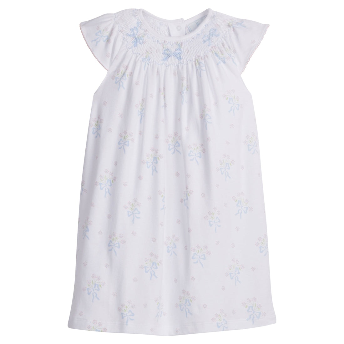 bow detail smock bodice cotton blend dress Smocked Bow Midi Dress