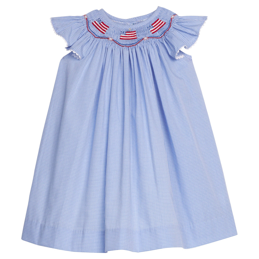 Little English | Smocked American Flag Bishop Dress