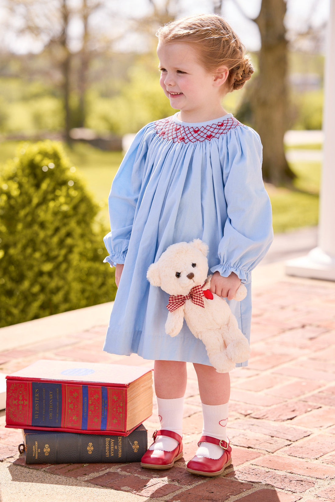 Little English | Girl's Smocked Bishop Dress - Hearts 3T Little English | Girl's Smocked Bishop Dress - Hearts 3T