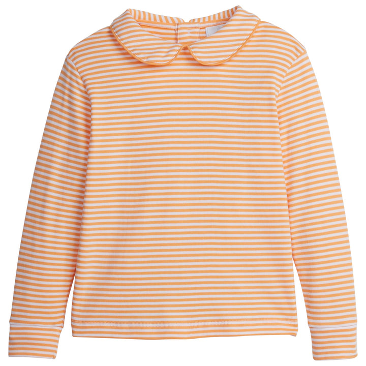 little english classic childrens clothing orange stripe long sleeve tee with peter pan collar