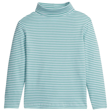 little english classic childrens clothing green/blue striped turtleneck