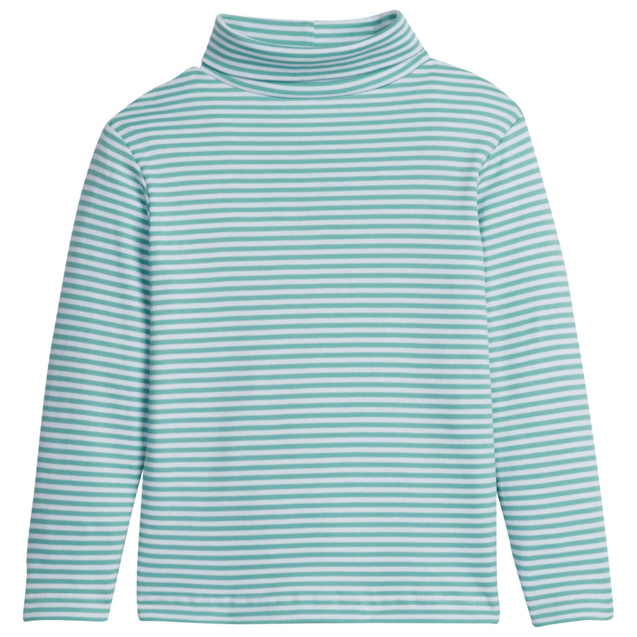 little english classic childrens clothing green/blue striped turtleneck