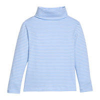 little english classic children's clothing, boy's light blue and white striped cotton turtleneck