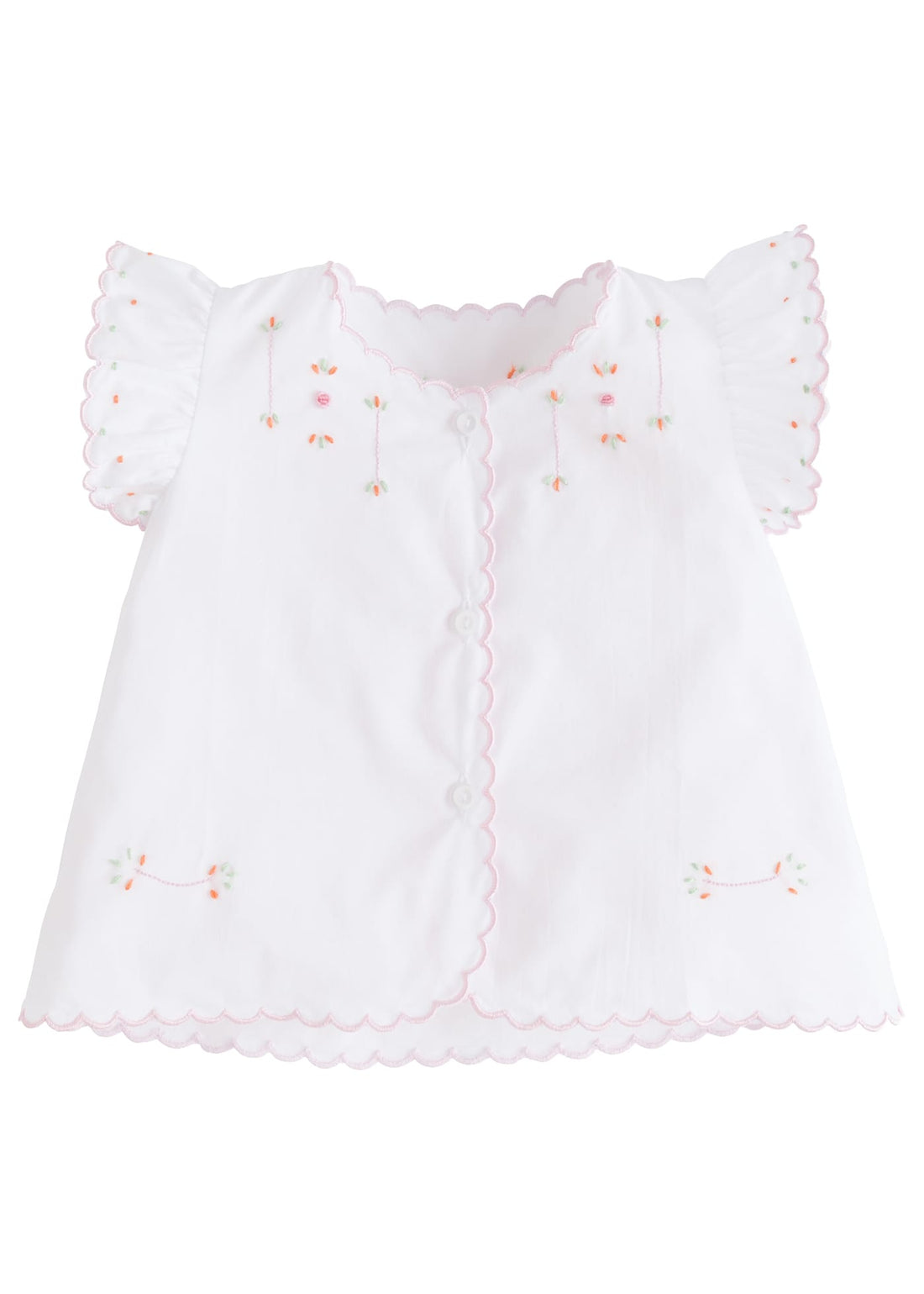 delicate embroidered tea blouse, light pink and orange