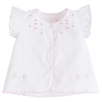 delicate embroidered tea blouse, light pink and orange