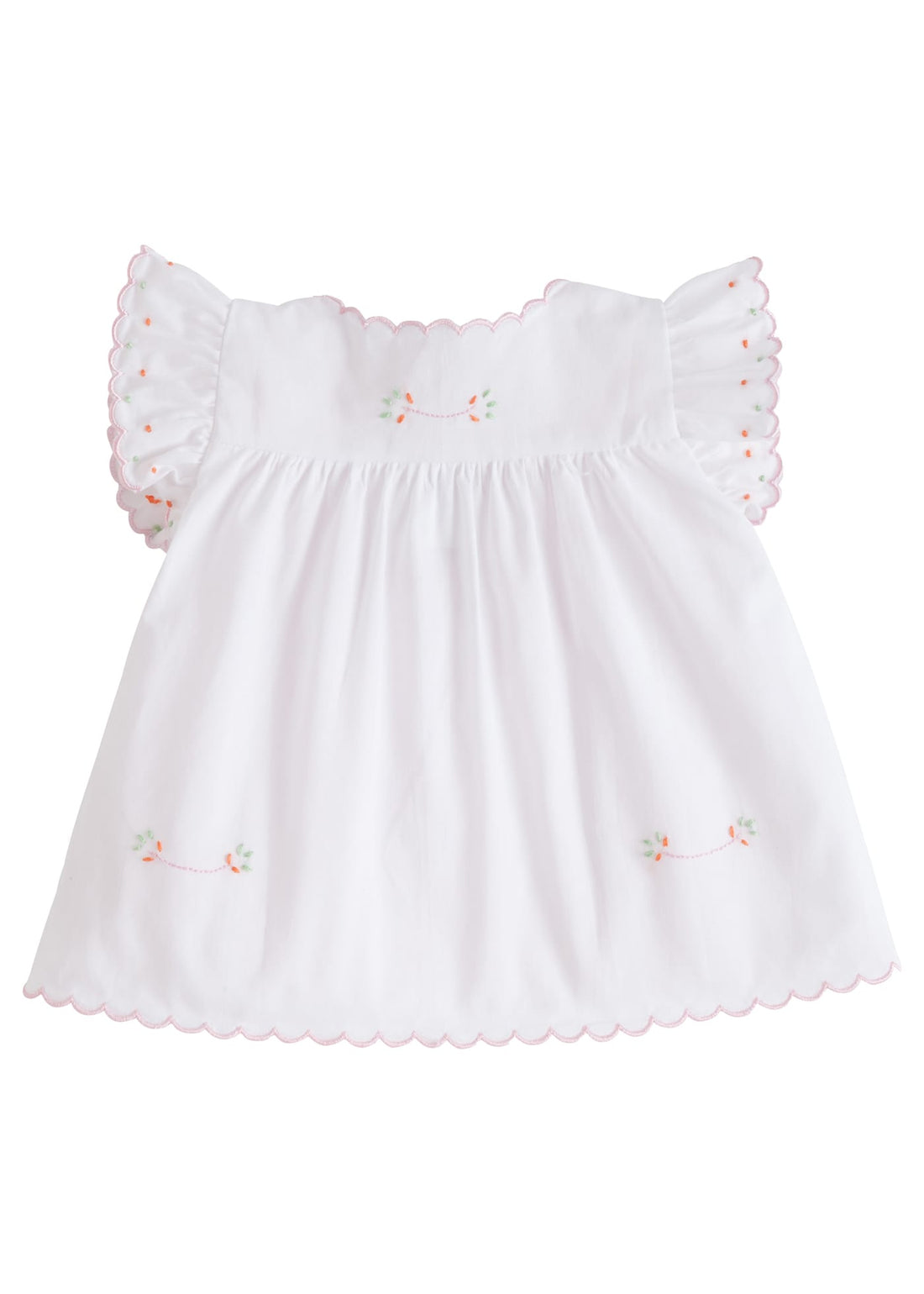 delicate embroidered tea blouse, light pink and orange