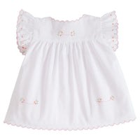 delicate embroidered tea blouse, light pink and orange
