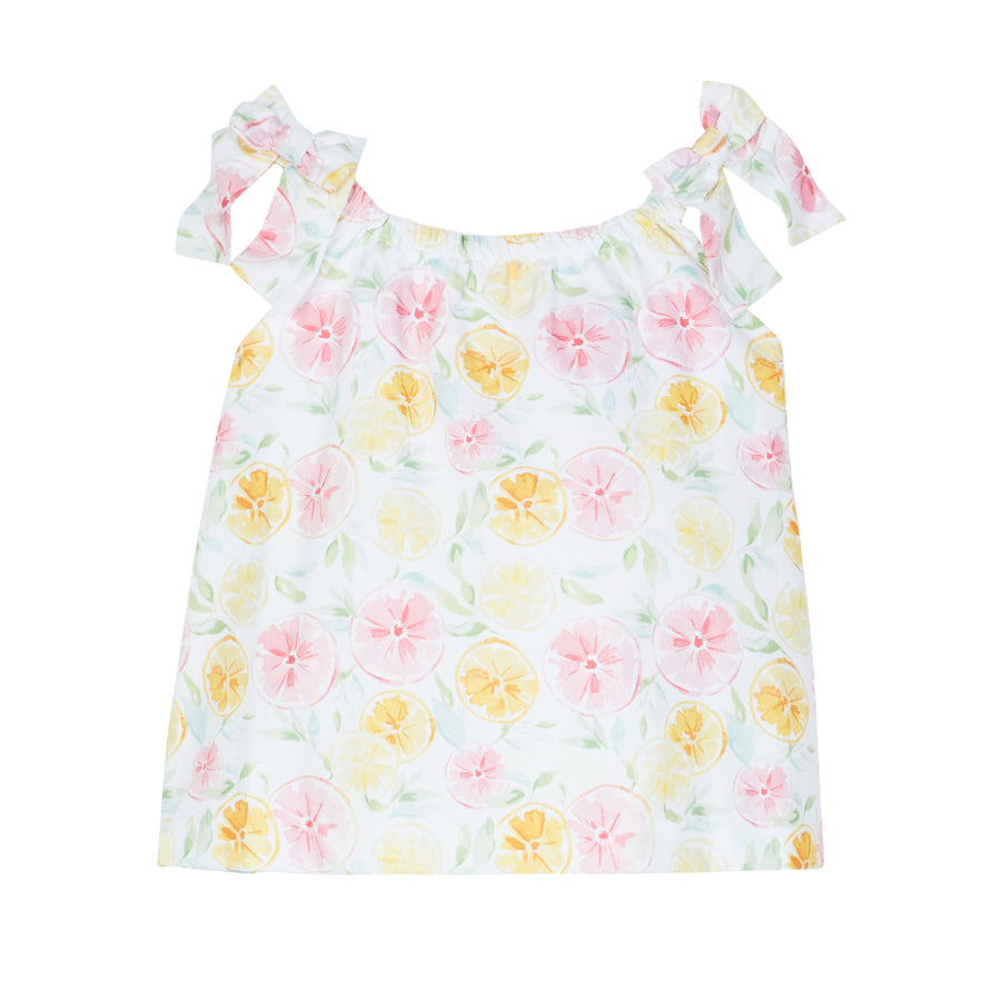 Little English classic girl's clothing, preppy spring top with citrus floral print