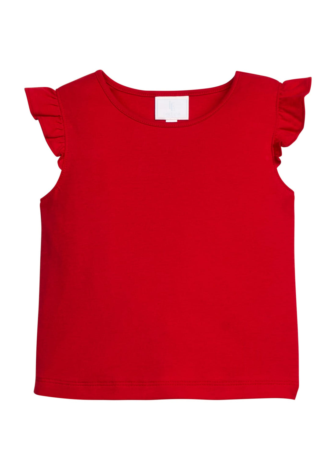 Little English classic tilly tank in red with flutter sleeves, for little girl 