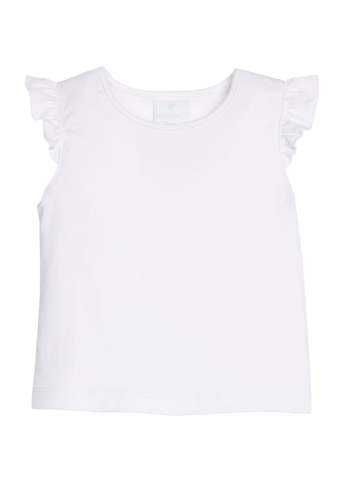 Little English classic tilly tank in white with flutter sleeves, for little girl 