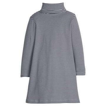 little english classic children's clothing girls navy and white striped long sleeve turtleneck dress 