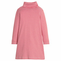 little english classic children's clothing girls red and white stripe long sleeve turtleneck dress 