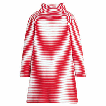 little english classic children's clothing girls red and white stripe long sleeve turtleneck dress 