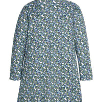 Little English traditional girl's clothing, knit turtleneck dress for fall in navy, green and white floral