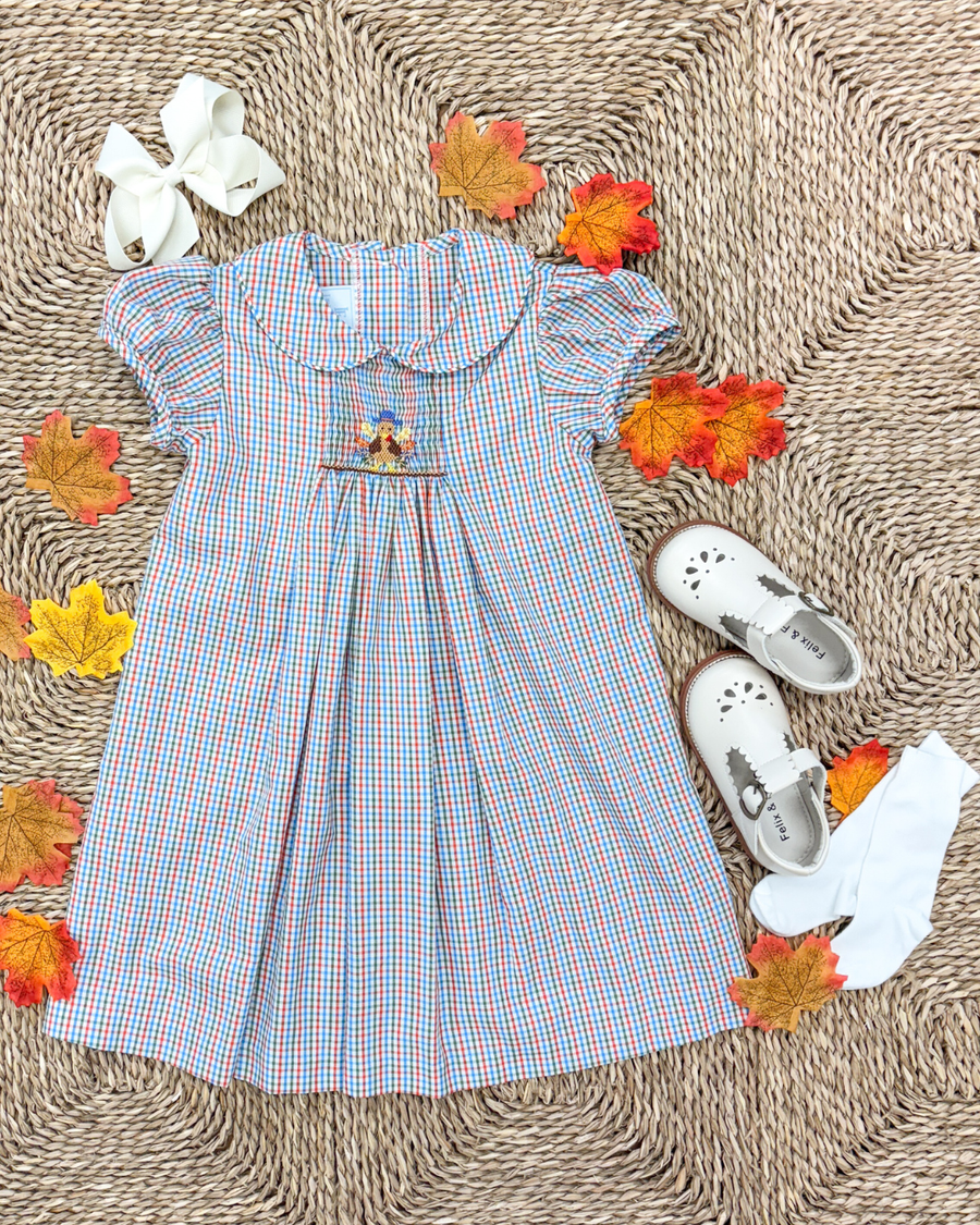 Chest Smocked Peter Pan Dress - Turkey