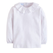 little english classic childrens clothing girls white long sleeve blouse with white scalloped collar