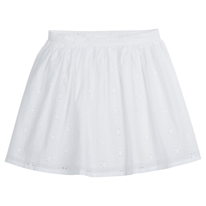 Little English traditional children's clothing, girl's casual eyelet skirt in white for Spring