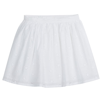 Little English traditional children's clothing, girl's casual eyelet skirt in white for Spring