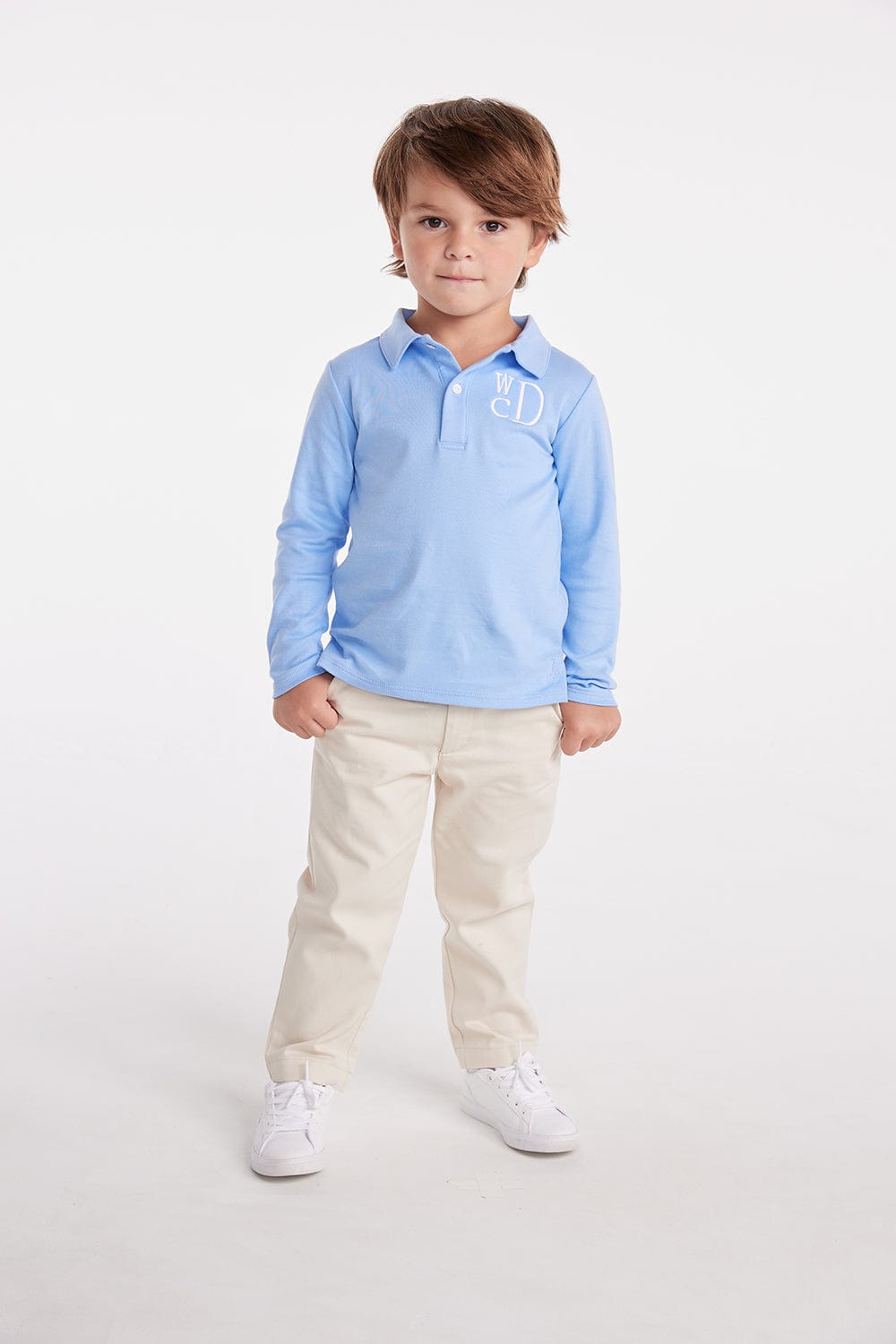 myndighed Perth Blackborough Skygge Kids Long Sleeve Polo - Monogrammed Boys Clothes – Little English