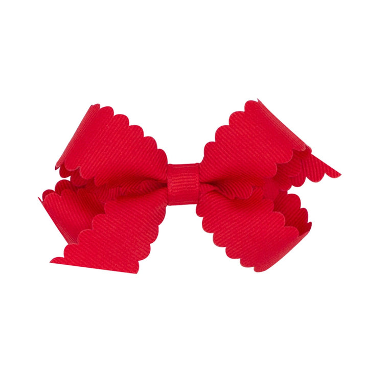 little english traditional girls mini scallop hair bow in red