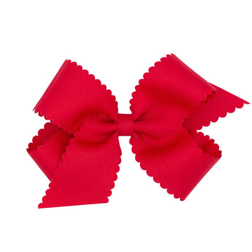 little english traditional medium scallop hair bow in red