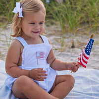classic childrens clothing girls apron bubble with applique american flag on chest