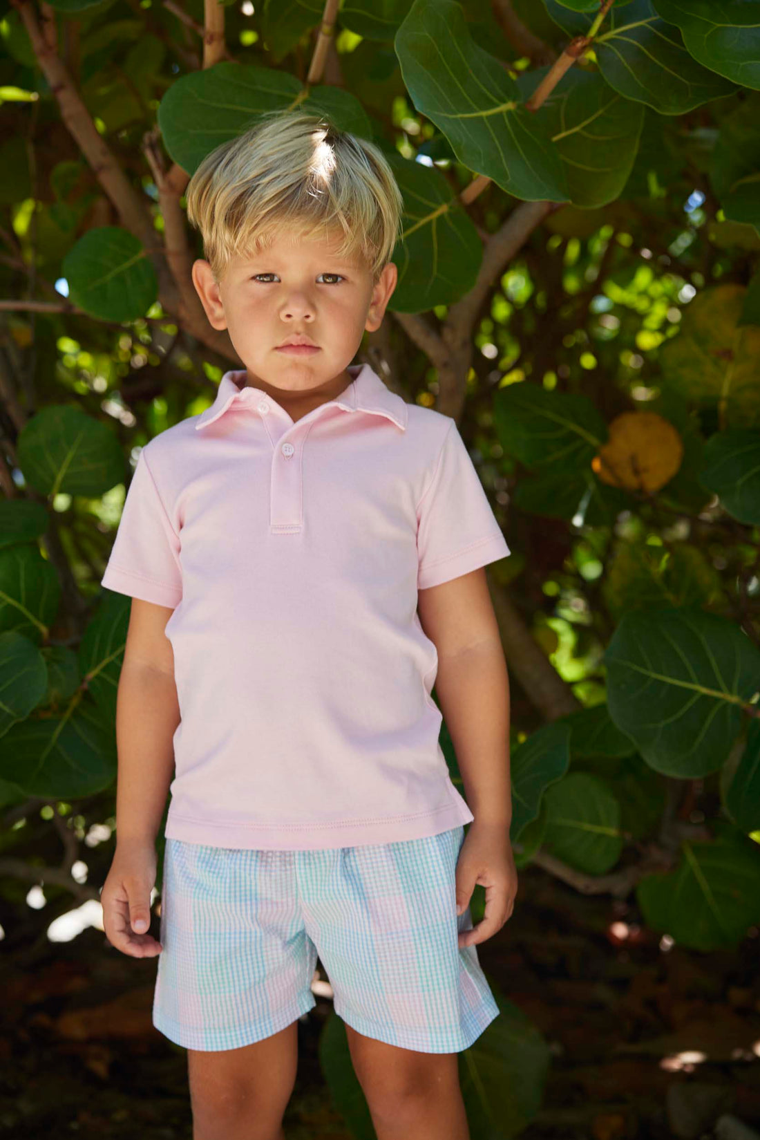 classic childrens clothing boys short sleeved polo in light pink