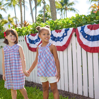 classic childrens clothing girls tie top in a red white and blue gingham pattern