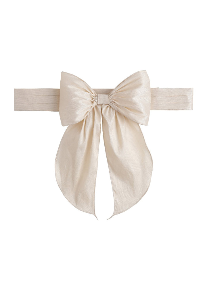 Classic Little English Girl's Bow Sash in Champagne