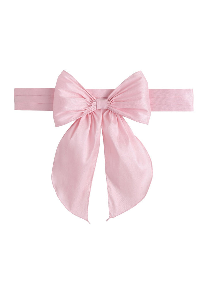 Classic Little English Girl's Bow Sash in Light Pink