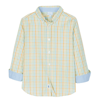 Little English boy's check button down shirt for spring