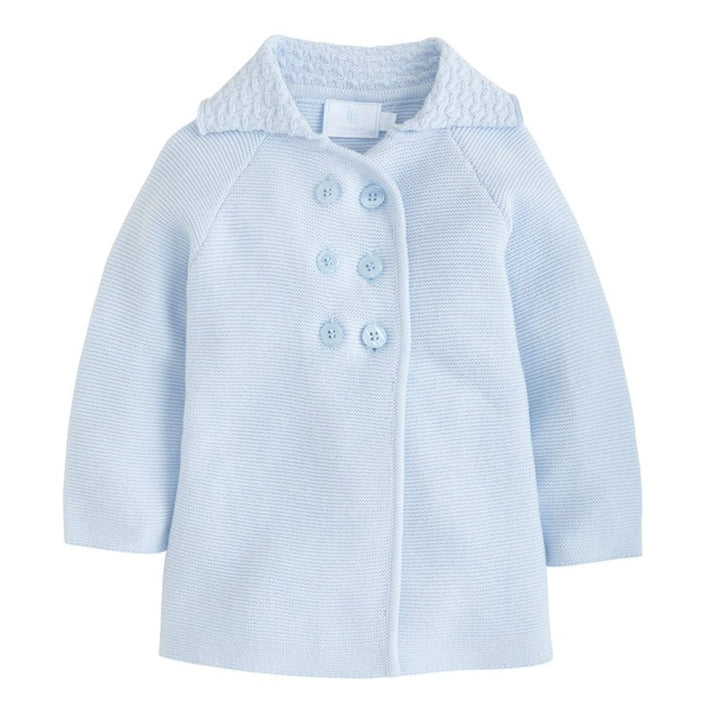 Little English baby knit button front coat in light blue