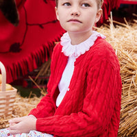 Little English traditional children's clothing, red cashmere cardigan for boy and girl, classic cashmere holiday sweater