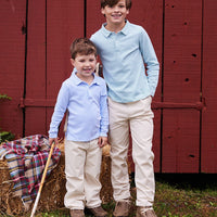 classic childrens clothing boys long sleeve polo in light blue and white stripe 