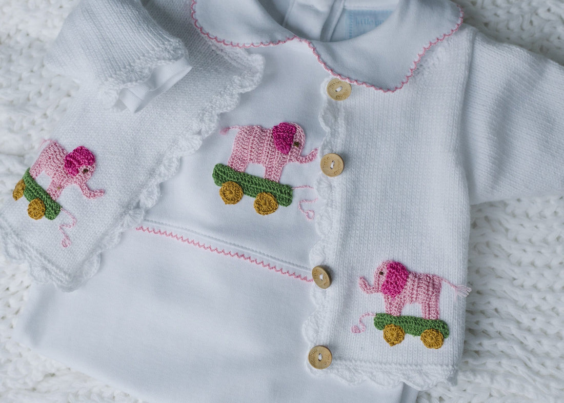 crochet sweater with elephant design