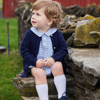 Traditional cashmere sweater for children, navy cardigan for boy and girl, Little English classic clothing